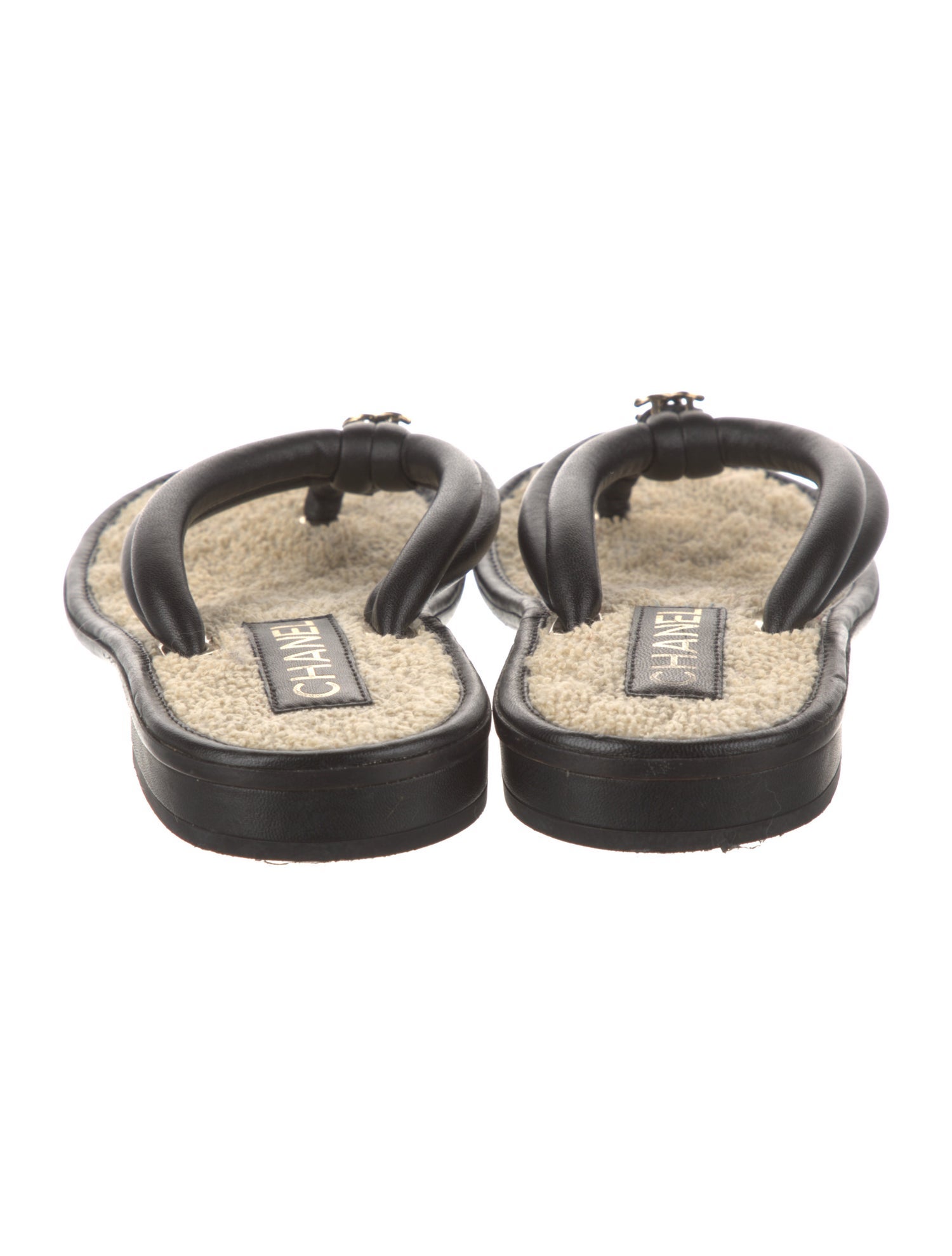 Chanel Interlocking CC Logo Terry Cloth Slides